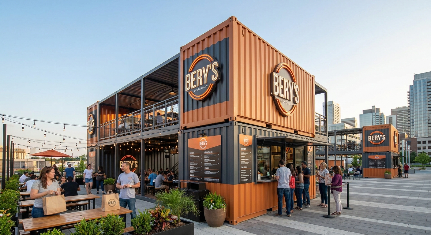Shipping container restaurant franchise scalability and business model