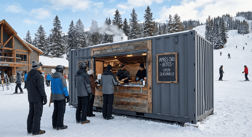 Container kitchen for seasonal locations - mobility and flexibility solution